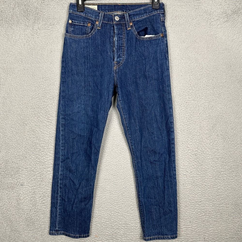 Levis 501 Jeans Womens 26X26 Original Skinny Blue Stretch Denim Button Fly EUC